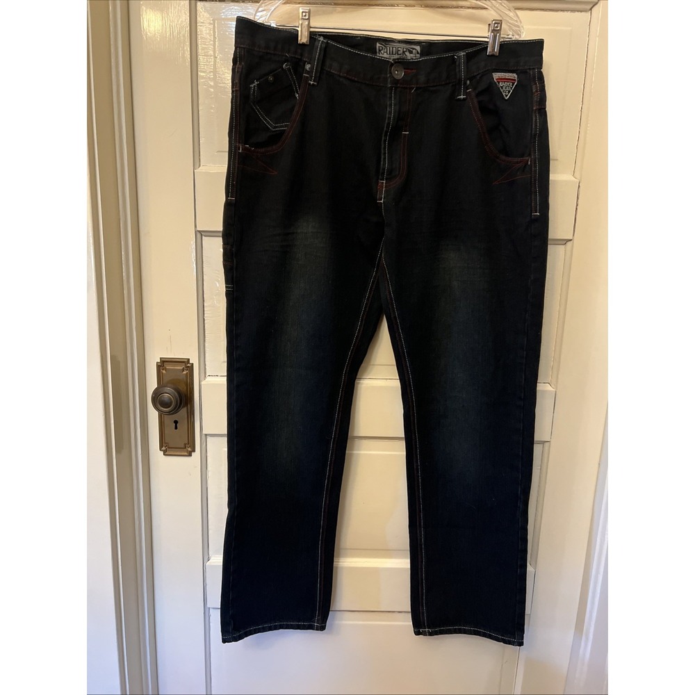 Raider Infringement Jeans Men's 40x32 Blue Baggy Y2K St wear Wide Leg Pants